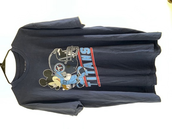 Unisex Tennessee Titans Football and Mickey Mouse T-shirt Blue - Picture 1 of 1